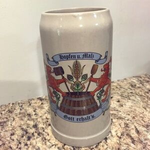 Vintage West German Gurz  large stoneware beer liter 🍺 Stein